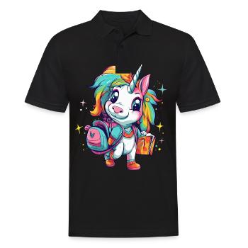 Licorne Schoolchild School Enrollment Girl Gift - Polo Homme - noir - Devant - Kai (181cm)
