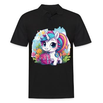 Licorne Schoolchild School Enrollment Girl Gift - Polo Homme - noir - Devant - Kai (181cm)