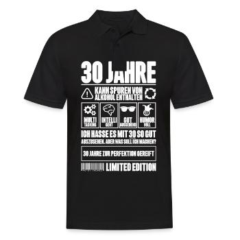 30. Geburtstag Männer Frauen Lustig 30 Jahre - Männer Poloshirt - Schwarz - Vorne - Kai (181cm)