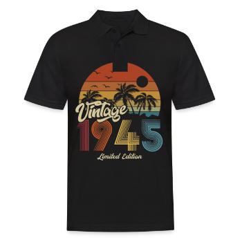 1945 Birthday Born in 1945 Retro Vintage - Men's Polo Shirt - black - Front - Kai (181cm)