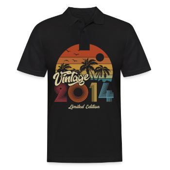 2014 Anniversaire né en 2014 Retro Vintage - Polo Homme - noir - Devant - Kai (181cm)