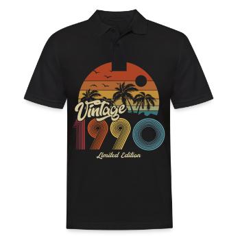 1990 Vintage Anniversaire Rétro Vintage Cadeau - Polo Homme - noir - Devant - Kai (181cm)