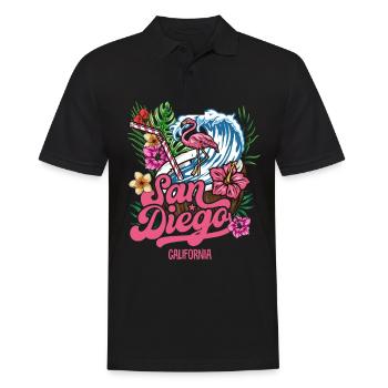 San Diego, Californie, West Coast Summer Surfers - Polo Homme - noir - Devant - Kai (181cm)