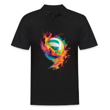 Volleyball Motif Colorflash Femmes Colorées Filles - Polo Homme - noir - Devant - Kai (181cm)
