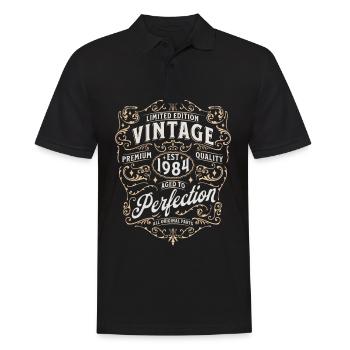 Vintage 1984 Geburtstag legendär seit 1984 - Männer Poloshirt - Schwarz - Vorne - Kai (181cm)