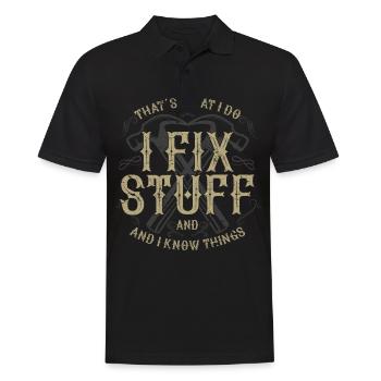 thats what i do i fix stuff and i know things - Männer Poloshirt - Schwarz - Vorne - Kai (181cm)