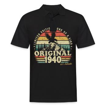 Anniversaire des années 1940 Né en 1940 Rétro Vintage - Polo Homme - noir - Devant - Kai (181cm)
