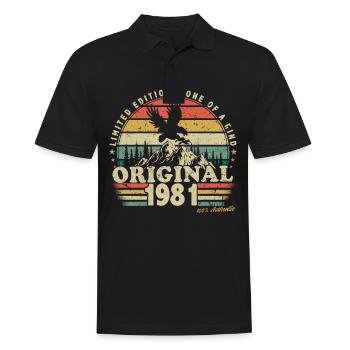 1981 Birthday Born In 1981 Retro Vintage - Men's Polo Shirt - black - Front - Kai (181cm)