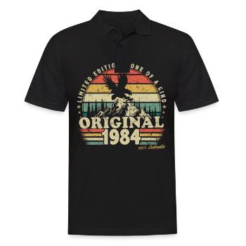 1984 Anniversaire Né En 1984 Rétro Vintage - Polo Homme - noir - Devant - Kai (181cm)