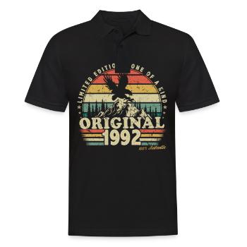 1992 Vintage anniversaire rétro Vintage cadeau - Polo Homme - noir - Devant - Kai (181cm)