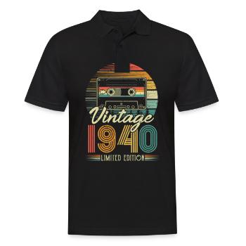 Anniversaire des années 1940 né dans les années 1940 rétro Vintage - Polo Homme - noir - Devant - Kai (181cm)