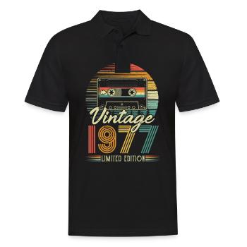 1977 Anniversaire Né En 1977 Rétro Vintage - Polo Homme - noir - Devant - Kai (181cm)
