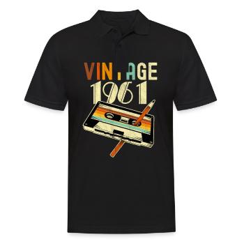 1961 Vintage anniversaire rétro Vintage cadeau - Polo Homme - noir - Devant - Kai (181cm)