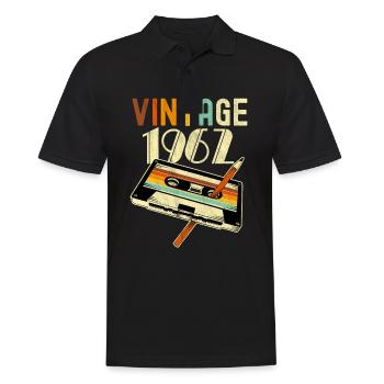 1962 Vintage 60e anniversaire rétro Vintage - Polo Homme - noir - Devant - Kai (181cm)