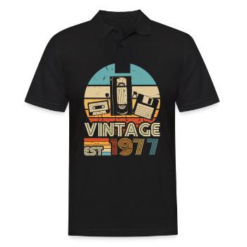 1977 Anniversaire Né En 1977 Rétro Vintage - Polo Homme - noir - Devant - Kai (181cm)