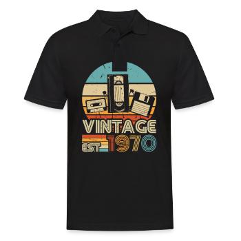 1970 Anniversaire Né En 1970 Rétro Vintage - Polo Homme - noir - Devant - Kai (181cm)