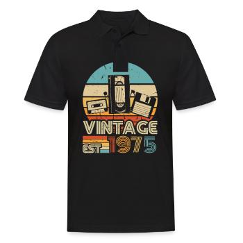 1975 Vintage Birthday Retro Vintage Gift - Men's Polo Shirt - black - Front - Kai (181cm)