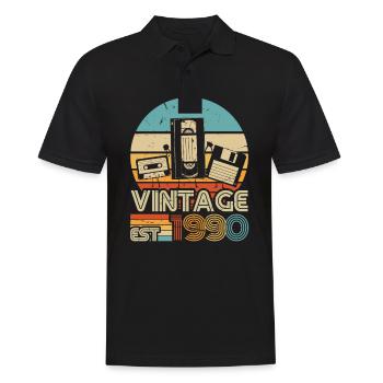 1990's Vintage Birthday Retro Vintage Gift - Men's Polo Shirt - black - Front - Kai (181cm)