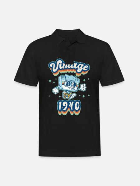 1940's Birthday Born in 1940's Retro Vintage - Men's Polo Shirt - black