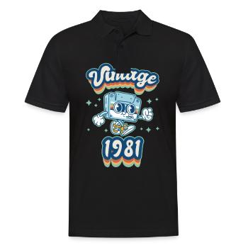 1981 Birthday Born In 1981 Retro Vintage - Men's Polo Shirt - black - Front - Kai (181cm)