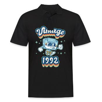 1992 Vintage anniversaire rétro Vintage cadeau - Polo Homme - noir - Devant - Kai (181cm)