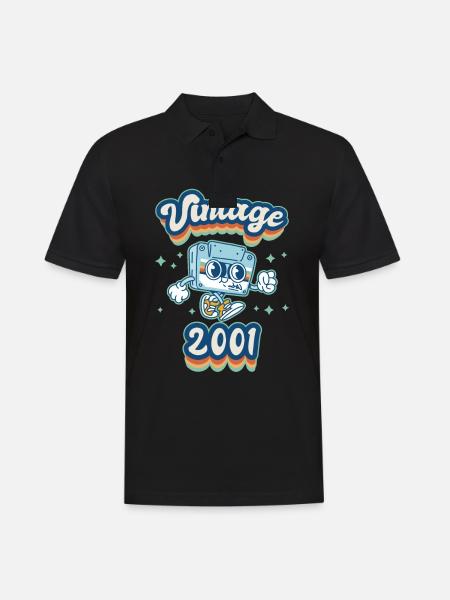 2001 Jahrgang Geburtstag Retro Vintage Geschenk - Männer Poloshirt - Schwarz