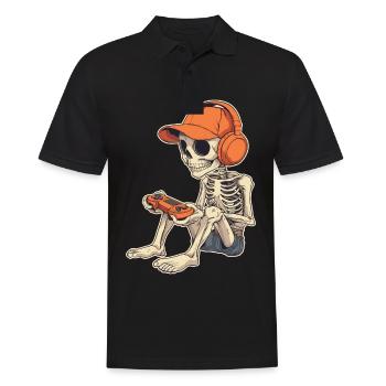 Skelett Halloween Gamer Gaming Junge Kinder Boy - Männer Poloshirt - Schwarz - Vorne - Kai (181cm)
