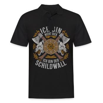 Ich bin nicht dick ich bin der Schildwall Wikinger - Männer Poloshirt - Schwarz - Vorne - Kai (181cm)
