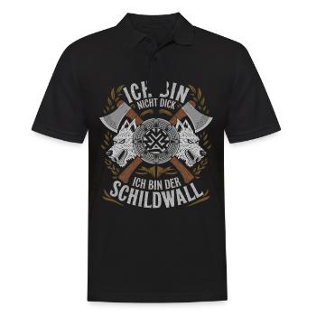 Ich bin nicht dick ich bin der Schildwall Wikinger - Männer Poloshirt - Schwarz - Vorne - Kai (181cm)