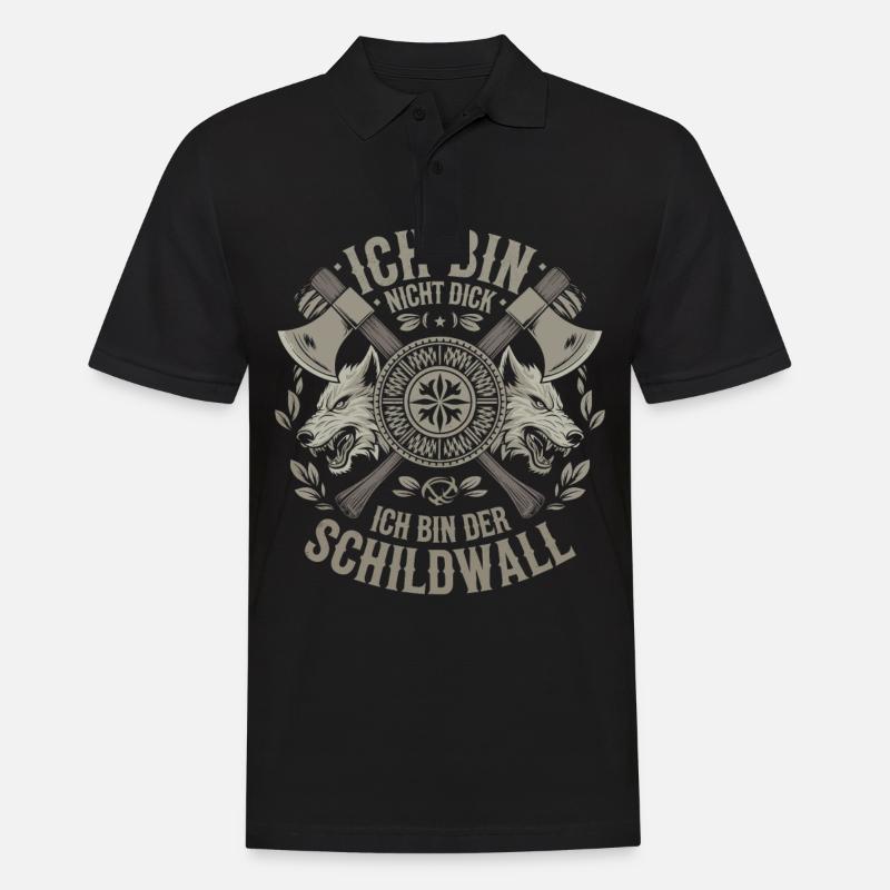 Ich bin nicht dick ich bin der Schildwall Wikinger - Männer Poloshirt - Schwarz