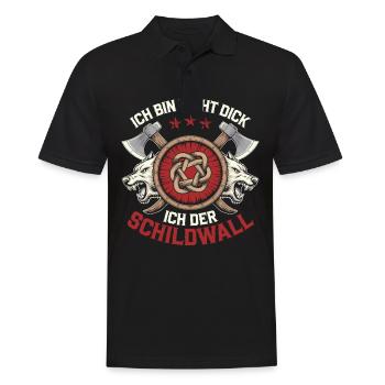 Ich bin nicht dick ich bin der Schildwall Wikinger - Männer Poloshirt - Schwarz - Vorne - Kai (181cm)