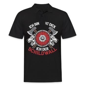 Ich bin nicht dick ich bin der Schildwall Wikinger - Männer Poloshirt - Schwarz - Vorne - Kai (181cm)