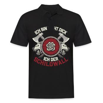 Ich bin nicht dick ich bin der Schildwall Wikinger - Männer Poloshirt - Schwarz - Vorne - Kai (181cm)