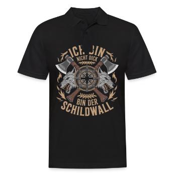 Ich bin nicht dick ich bin der Schildwall Wikinger - Männer Poloshirt - Schwarz - Vorne - Kai (181cm)