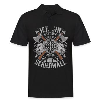 Ich bin nicht dick ich bin der Schildwall Wikinger - Männer Poloshirt - Schwarz - Vorne - Kai (181cm)