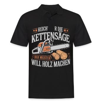 Der Meister will Holz machen Kettensäge Holzfäller - Männer Poloshirt - Schwarz - Vorne - Kai (181cm)