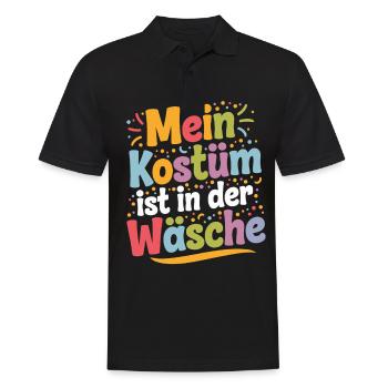 Mein Kostüm ist in der Wäsche Karneval Fasching - Männer Poloshirt - Schwarz - Vorne - Kai (181cm)