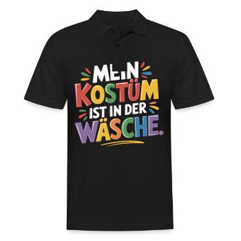 Mein Kostüm ist in der Wäsche Karneval Fasching - Männer Poloshirt - Schwarz - Vorne - Kai (181cm)
