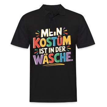 Mein Kostüm ist in der Wäsche Karneval Fasching - Männer Poloshirt - Schwarz - Vorne - Kai (181cm)