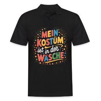 Mein Kostüm ist in der Wäsche Karneval Fasching - Männer Poloshirt - Schwarz - Vorne - Kai (181cm)