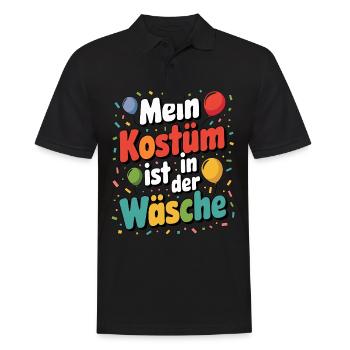 Mein Kostüm ist in der Wäsche Karneval Fasching - Männer Poloshirt - Schwarz - Vorne - Kai (181cm)