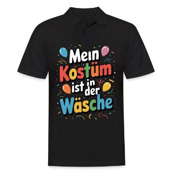 Mein Kostüm ist in der Wäsche Karneval Fasching - Männer Poloshirt - Schwarz - Vorne - Kai (181cm)