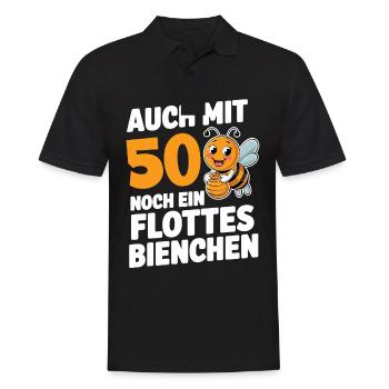 50. Geburtstag 50 Jahre Flottes Bienchen Frau - Männer Poloshirt - Schwarz - Vorne - Kai (181cm)