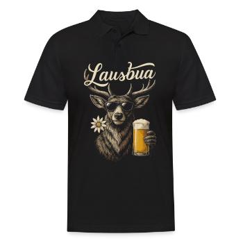 Lausbua Trachtenshirt Trachtenhemd T-Shirt Herren - Männer Poloshirt - Schwarz - Vorne - Kai (181cm)