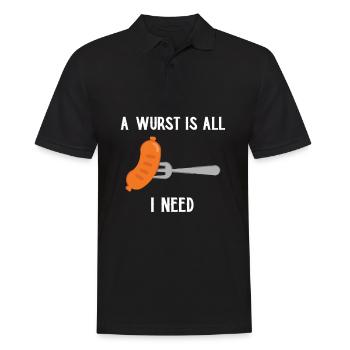 A Wurst is all I need - Spruch lustig Wurst Grill - Männer Poloshirt - Schwarz - Vorne - Kai (181cm)
