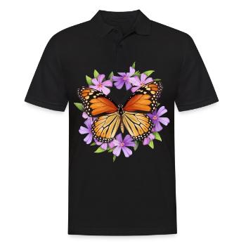 Schmetterling Monarchfalter Bunt Schmetterlinge - Männer Poloshirt - Schwarz - Vorne - Kai (181cm)