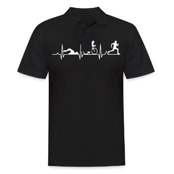 Herzschlag Triathlon - Männer Poloshirt - Schwarz - Vorne - Kai (181cm)