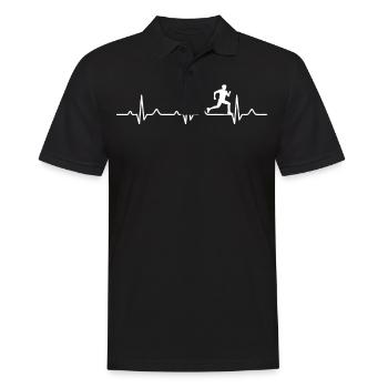 Heartbeat Running Jogging - Men's Polo Shirt - black - Front - Kai (181cm)