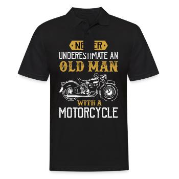 Ne jamais sous-estimer un vieil homme avec une moto - Polo Homme - noir - Devant - Kai (181cm)