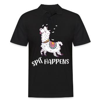 Spit happens Lama Alpaca Alpaka Llama - Männer Poloshirt - Schwarz - Vorne - Kai (181cm)